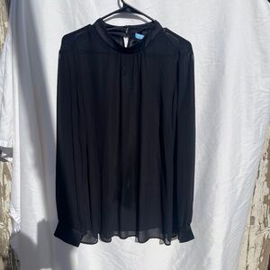 Long sleeved, sheer black blouse